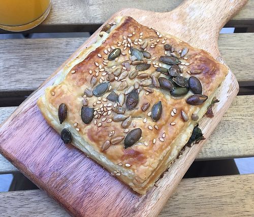 Tofu ricotta and spinach pastry  at Tataoim in Lisbon