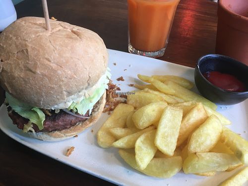 Beyond meat burger at Maria Food Hub in Lisbon