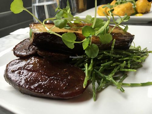 Aubergine surf & turf at 1847 in Manchester