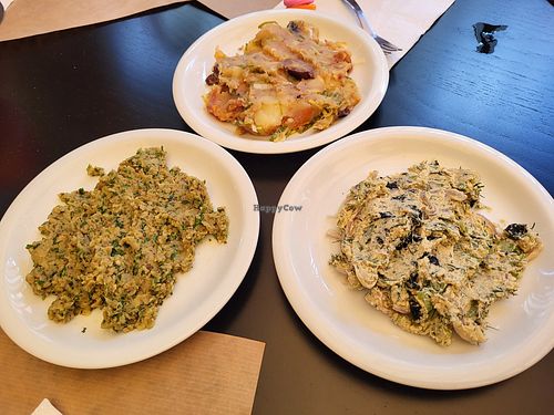 "Tuna" salad, potato salad, aubergine salad at Demetra in Chalkis