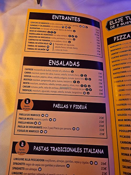 Menu at Da Giovanni in Tossa De Mar