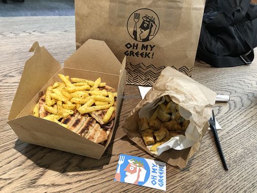 Veggie Menu (can be made vegan) and regular Greek wrap at Oh My Greek in Winterthur