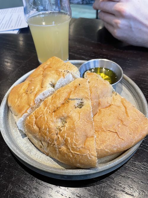 Focaccia with olive oil  at The Maypole in Cambridge