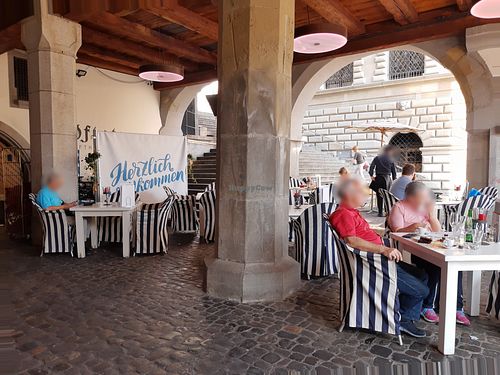Covered seating at Zunfthaus zu Pfistern in Luzern