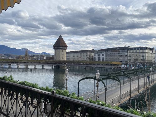 beautiful view of lucerne while eating  at Zunfthaus zu Pfistern in Luzern
