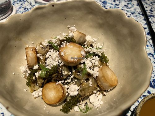 Scallops made from king oyster -8/10  at Analogue Initiative in Central Singapore