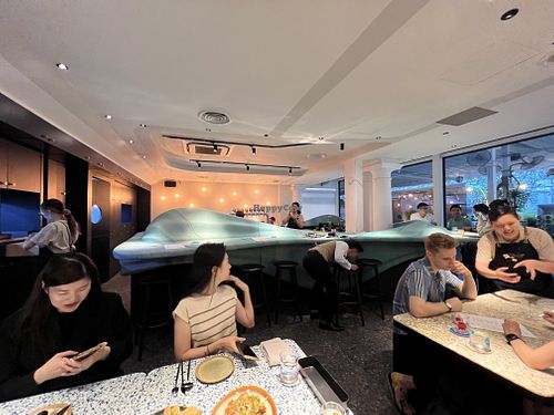 Interiors featuring the 3D Printed bar table  at Analogue Initiative in Central Singapore