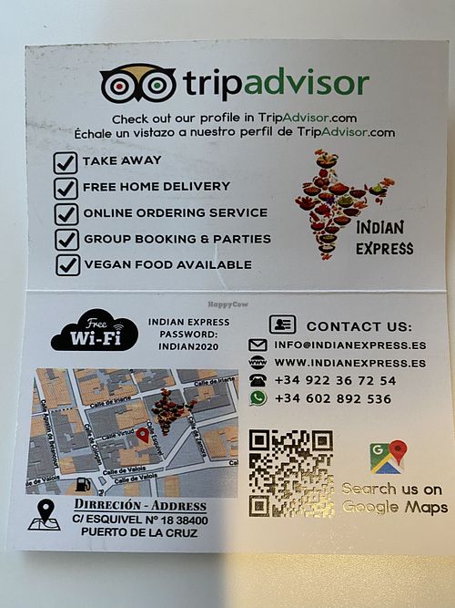 Info at Indian Express in Tenerife