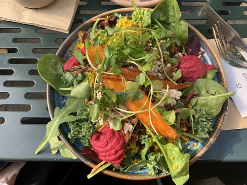 Salad with “stock eld chunk” which is a vegan cheese similar to feta cheese. Really tasty!  at Bak Bakery in Farsta
