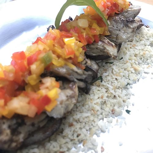 Mushroom skewers at Primo Pobre in Brasilia