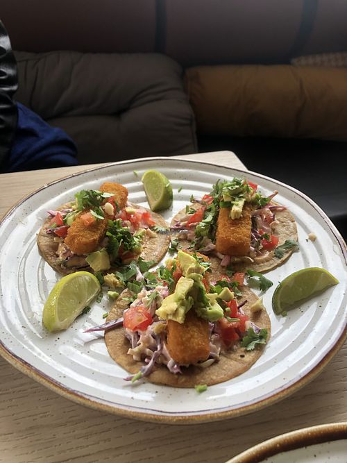 "Fish" tacos   at Bone Free  in Costa Da Caparica