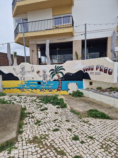 Outside,  across from ocean at Bone Free  in Costa Da Caparica