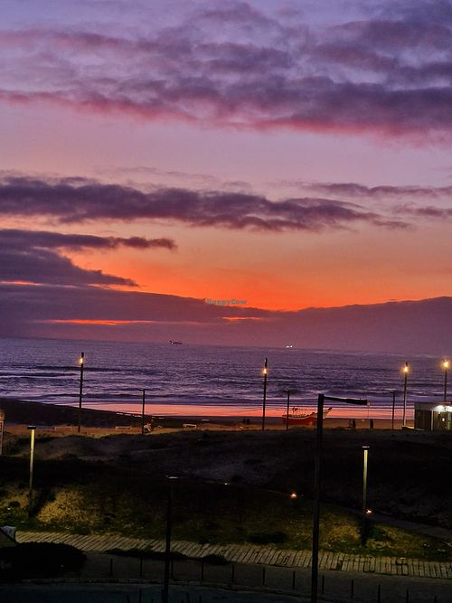 Sunset next to restaurant at Bone Free  in Costa Da Caparica