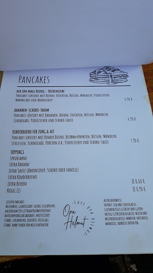 Speisekarte - Pancakes at Opa Helmut in Nuremberg
