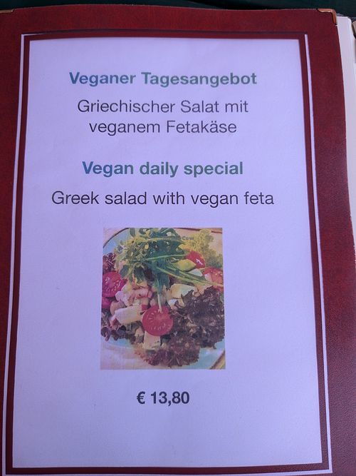 Vegan special at Café Derbl in Hallstatt