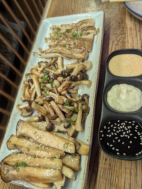 Mushroom plate at WAKI WAKI Veggie Sushi in Bangkok