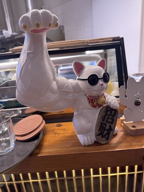 High five   at WAKI WAKI Veggie Sushi in Bangkok