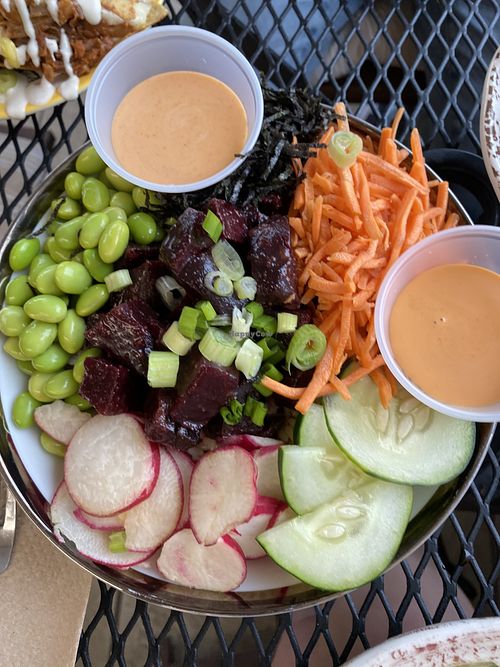 Poke bowl with rice   at Green Street Eatery in Levittown