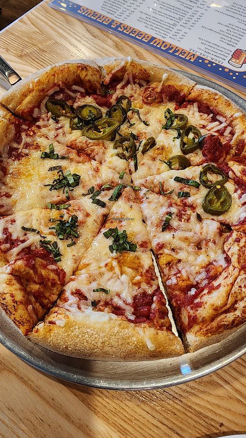 Vegan pizza at Mellow Mushroom in Fredericksburg