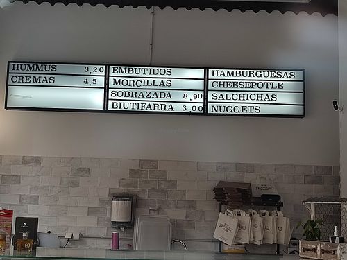 Board at Farmers Veggies Butchers in Barcelona