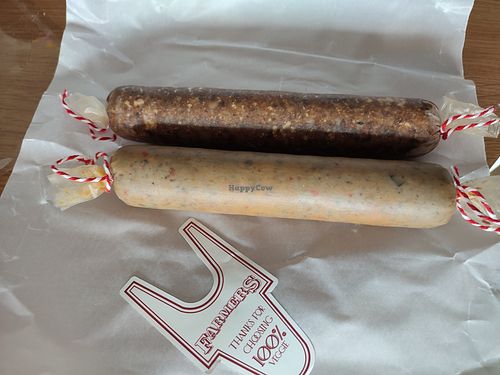 Sausages at Farmers Veggies Butchers in Barcelona
