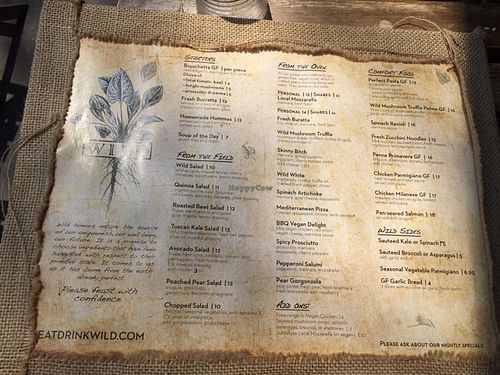 wild menu at Eat Drink Wild in New York City