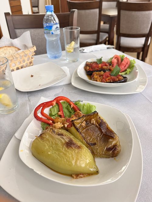 Stuffed peppers and eggplant   at Restaurant Caka in Bajram Curri