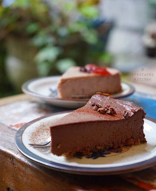 Vegan chocolate mouse cake and strawberry cheese cake.  at Le Coccole in Osaka