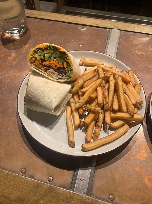 California Wrap - red pepper hummus and fresh veggies  at Bar 1911 in Charlottetown