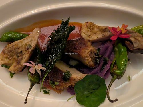 Mycelium & Mezcal
-	grilled lion’s mane & porcini mushrooms, tamarind tequila barbecue, purple potato
 at Elizabeth's in Washington