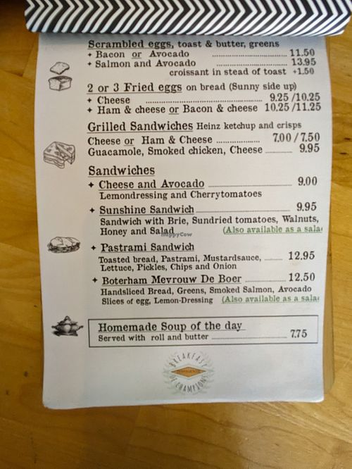 Menu page at Meneer De Boer at Meneer De Boer in Eindhoven