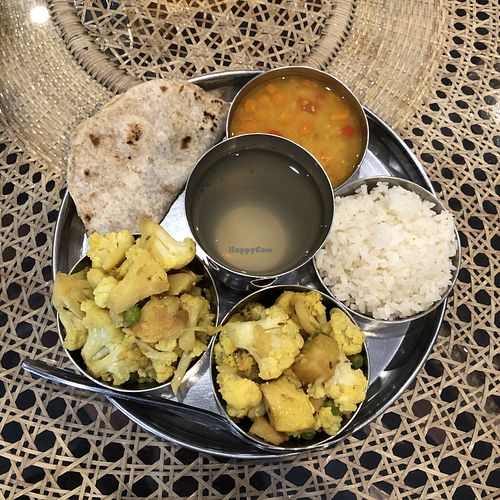 The daily set meal or thali at Govindas in Almaty