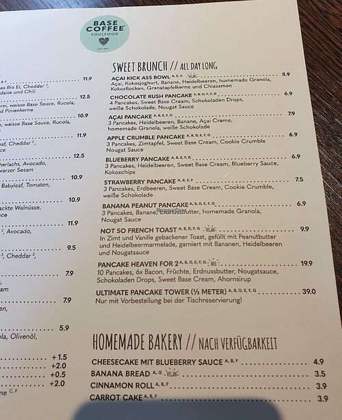 Sweet brunch options at Base Coffee in Bamberg