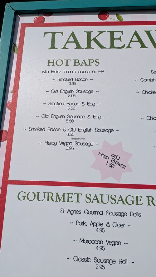 Vegan sausage bap at Cherry Trees Coffee House in Padstow