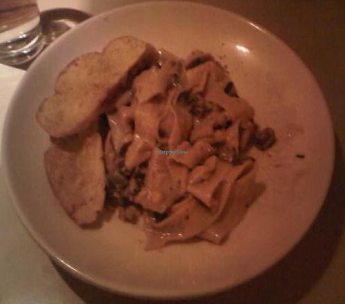Mushroom stroganoff with garlic bread at Sage's Cafe in Salt Lake City