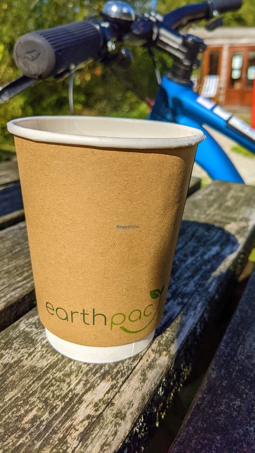 Biodegradable cups at Snail's Pace Cafe in Saint Breward