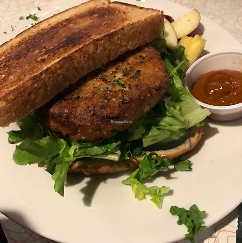 Spicy Chickpea Burger  at Rhythm Kitchen Music Cafe in Peoria
