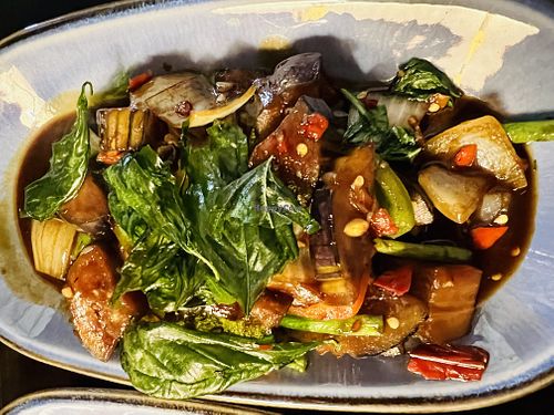 Aubergine pad kra prow  at Chaophraya in Aberdeen