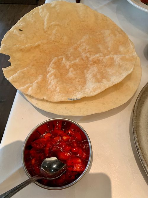 Poppadoms and spicy onion chutney at Riksha in Aberdeen