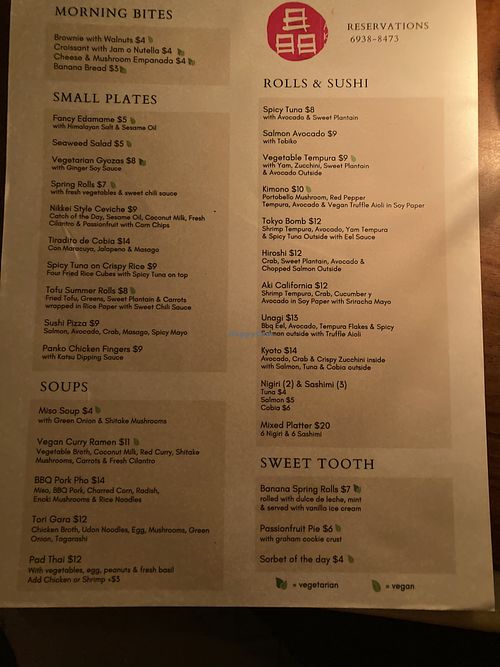 Menu at La Bárbara - Aki Sushi in Panama City