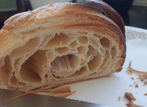 The inside of a croissant at Café Eva in Tel Aviv