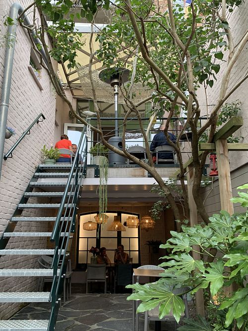 The terrace  at Alfons Koffie & Clothes in De Panne