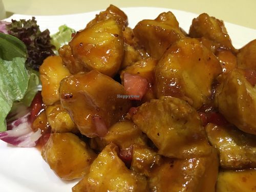 Pork with Strawberry Sauce at Gaia Veggie Shop - Causeway Bay in Hong Kong Island