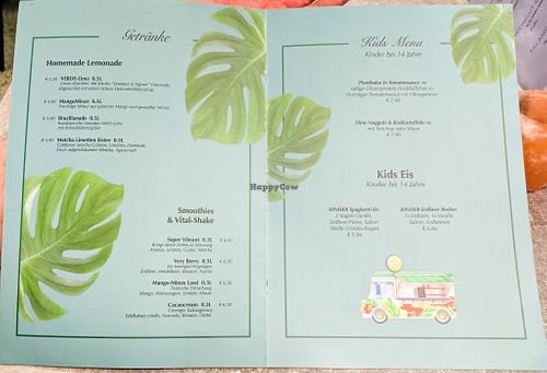 Menu page at Verde at Verde in Karlsruhe