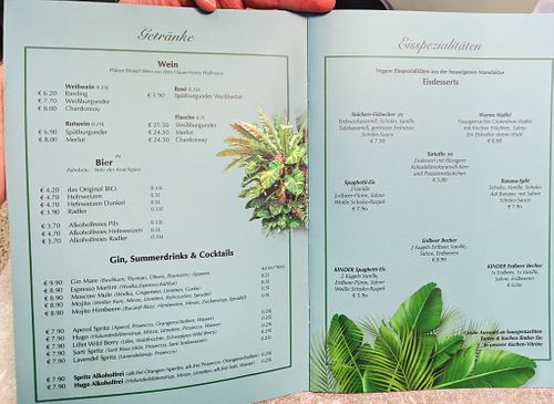 Menu page at Verde at Verde in Karlsruhe