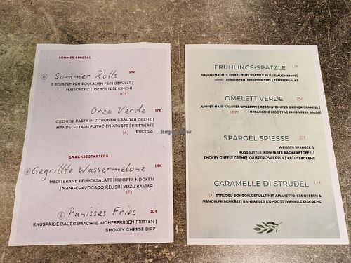 Specials menu page at Verde at Verde in Karlsruhe