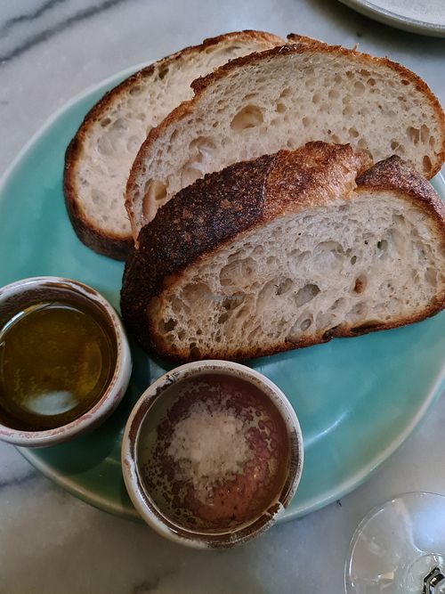 Sourdough with amazing olive oil at Mr Percy in Sydney