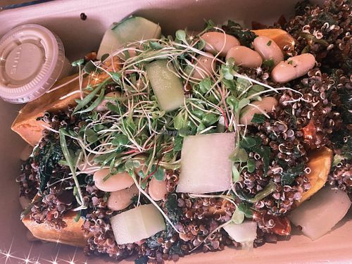 Quinoa and white bean stuffed sweet potato at MindFull Meals in Newburgh