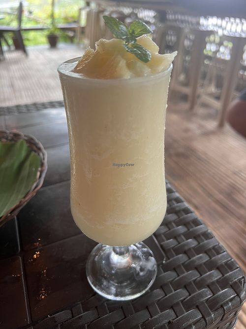 Delicious Pineapple Shake   at Vegan Traveller's Corner in Salvador Benedicto
