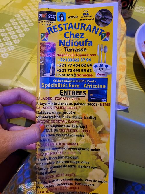 Restaurant info  at Restaurant Chez Ndioufa Terrasse in Dakar